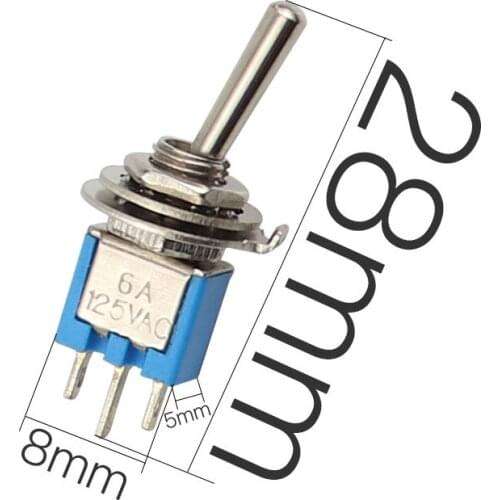 SMTS-102 Light Blue Sub-Miniature Toggle Switch ON-ON SPDT 3-Pins 3A 125VAC 1.5A Amps 250VAC DL