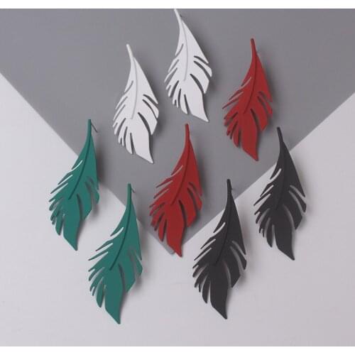 Metal Feather Dangle Earrings boucle oreille femme Long Hanging Earrings for Women pendientes Christmas Gift Fashion Jewelry