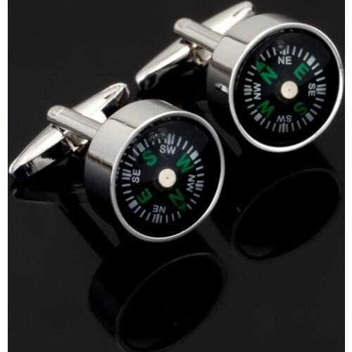 High quality Fashion Stainless Steel Silvery Vintage Men Wedding Gift Compass CuffLinks