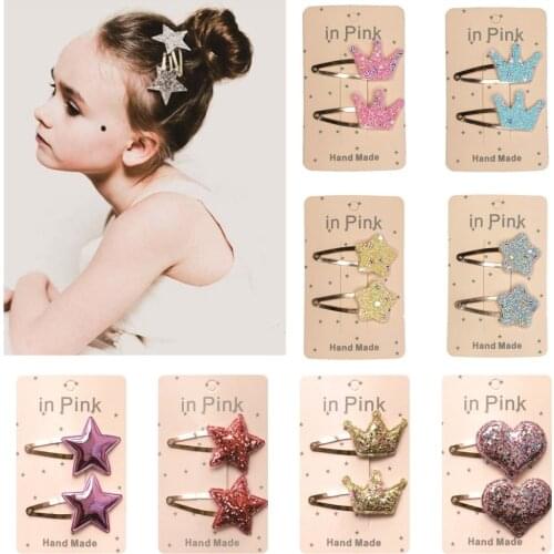 2PCS/Set Lovely Childrens Series Hair Clips Sequins Barrettes Alloy Hair Pins Grips Hair Accessories For Girls HeadWear