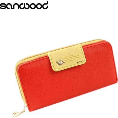 2016 Womens Zipper Faux Leather Card Holder Clutch Wallet Phone Bag Long Purse Bag 9IES Carteira