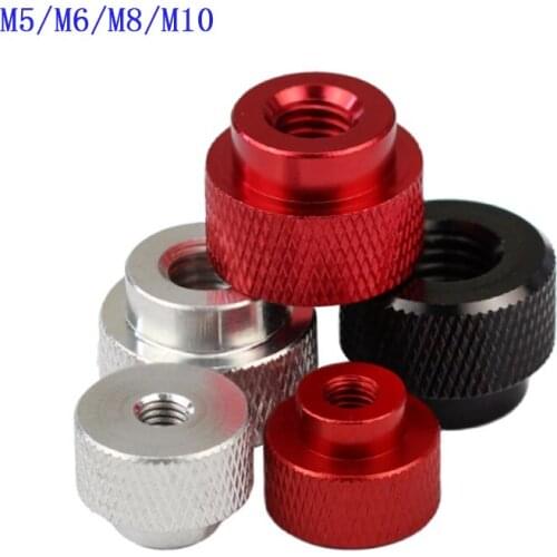3pcs/lot M5 M6 M8 M10 Through Hole High Type Knurled Thumb Nuts Anodized Aluminium Hand Grip Knobs Nut