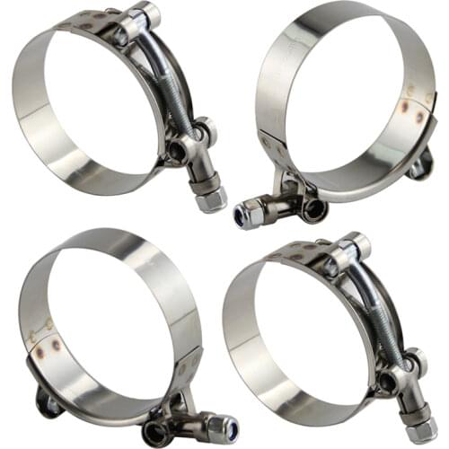4pcs x 2.25"/57MM Silicone Turbo Pipe Hose T-bolt Clamps Stainless Steel 57-67mm