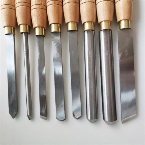 8pcs/set High Speed Steel Lathe Cutter Tools Wood lathe Tool Holder Lathe Chisel Wood Turning Tools Woodworking Tool