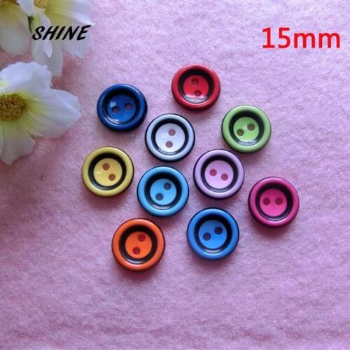 SHINE Resin Sewing Buttons Scrapbooking Round Multicolor Mixed Two Holes Pattern 15mm Dia. 50 PCs Costura Botones Decorate