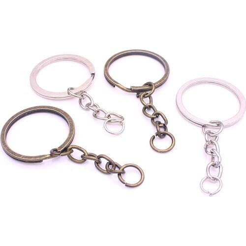 Sweet Bell 30 pcs / lot Key Ring Key Chain Rhodium Color 60mm long Round Split keychain wholesale Y01052