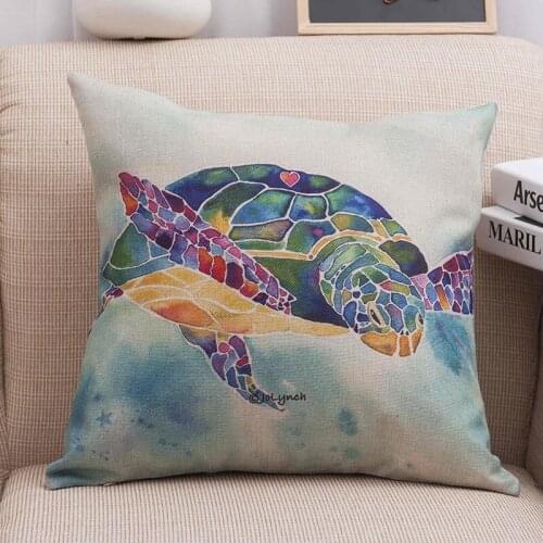 Ocean Style Animal Marine Sea Turtle Crab Cushion Cover Pillow Case for Shop House Home Decorative pillowcase 340-0015