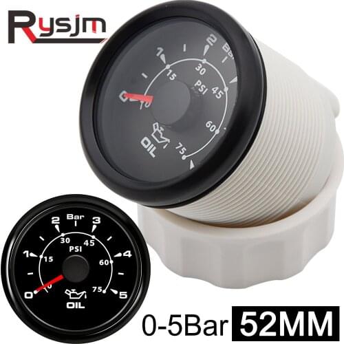 52mm Oil Pressure Gauge 0~10 Bar 0~5Bar Waterproof Car Fuel Pressure Meter 8 Colors Backlight Auto Truck Boat Vessel Yacht RV
