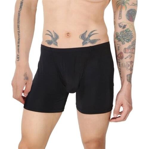 Men Boxer Underpants Sexy Underwear Panties Ice Silk Trunks Long Leg Boxers Shorts Penis Pouch Boxershort hombre Bottoms