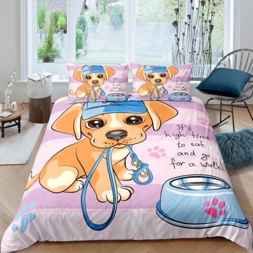 Home Textiles Luxury 3D Cartoon Dog Print Duvet Cover Set 2/3 Pcs Pillowcase Kids Bedding Set AU/EU/UK/US Queen and King Size