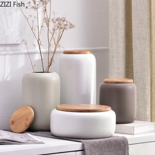Ceramic Vase Porcelain Storage Tank European Matte Storage Jar Desktop Vases Decoration Home Decoration Accessories Modern