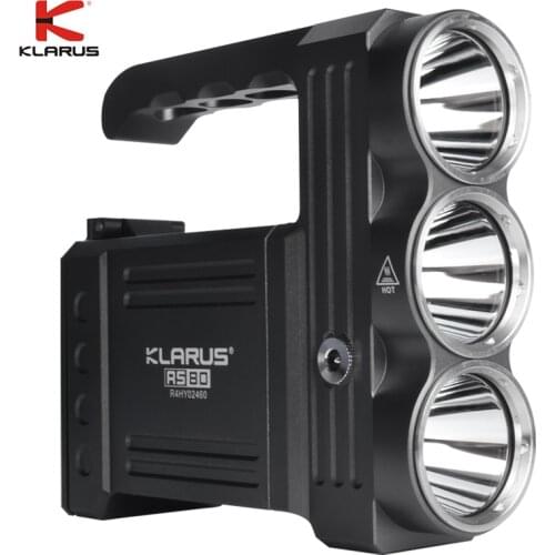 KLARUS RS80 Rechargeable Flashlight 3 XM-L2 LED max 3450 lumen beam throw 800 Meter Super Bright Spotlight Built-in Battery Pack