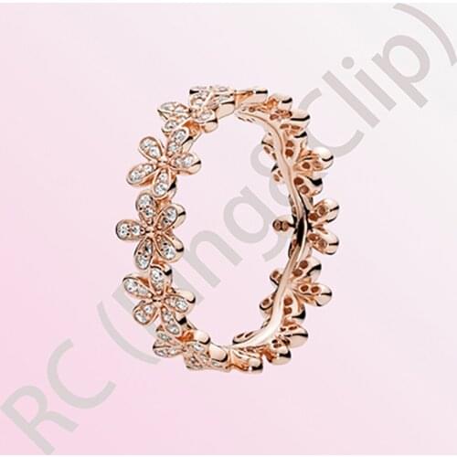 Luxury Authentic 100% 925 Sterling Silver Women Rings Flower Ring Rose Color Rings for women Engagemen Anniversary DIY Jewelry