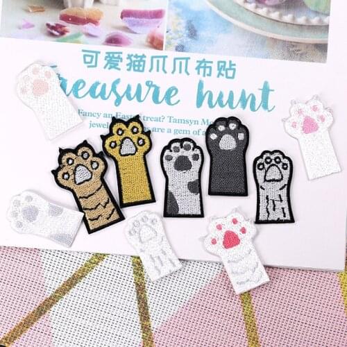 Cat Claw Cartoon Cute Kids Children Iron on Patch Embroidered Badges Stickers on Clothes Applique Patches for Clothing Sewing
