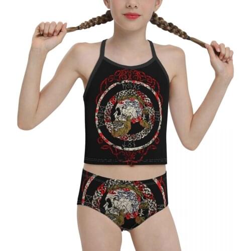 2021 Lagertha Swimwear for junior high school Girl Print Vikings Are Not Dead Vikings Y Bikini Wholesale Brand for Children Girl