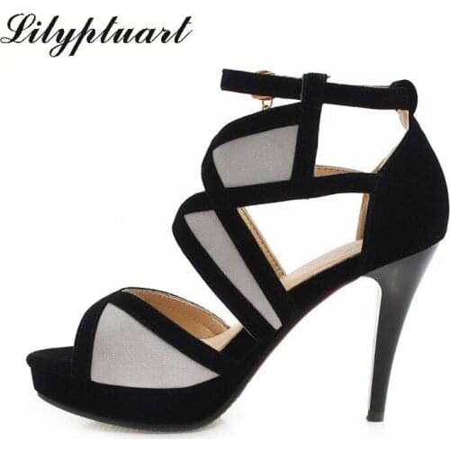 Summer design womens elegant word buckle high heels 10CM summer outdoor comfortable sexy thick heel ladies sandals