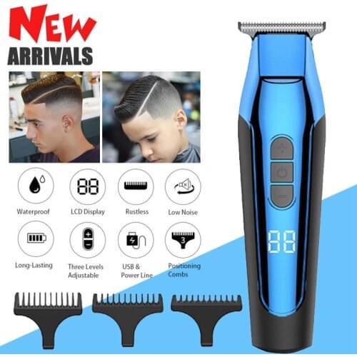 Rechargeable Hair Clipper Trimmer Waterproof Electric Mens Beard Shaver T-Outliner Cutting Machine Cordless Corded Barber Cutter
