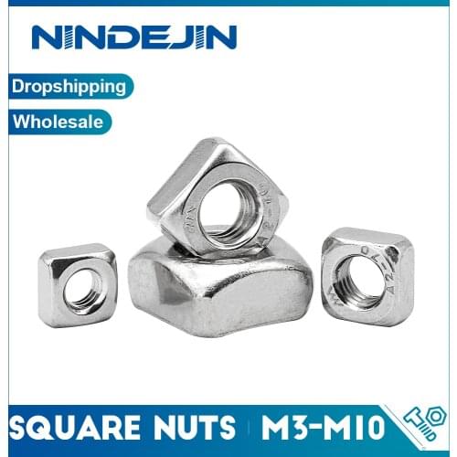 NINDEJIN 5-50pcs A2 Stainless Steel M3 M4 M5 M6 M8 M10 Square Nuts Din557