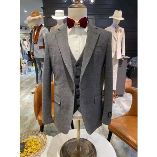2021 Latest design high-quality grey wedding suits for men slim fit noble Grooms best man suit Unique Blazer Jacket+pant+vest