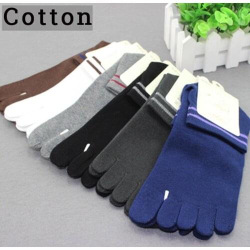New 1 Pair Men Healthy Care Cotton Five Toe Cycling Socks Male Casual Breathable 5 Toes Cloven Solid Sock Hiking Running Sock