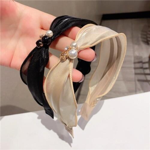 New Elegant Pearl Hairbands for Women Fabric Yarn Headband Hair Hoop Head Bands Fashion Jewelry Hair Accessories for Women Girls