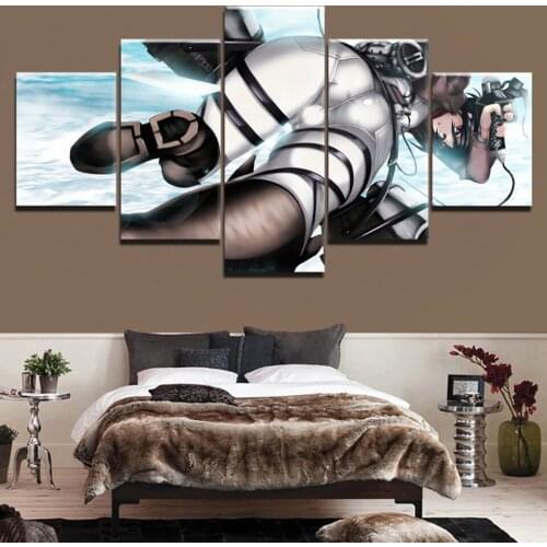 Canvas Printed Modern Poster 5 Pieces Attacks on Titan Home Decorative Painting Wall Art Living Room Modular Framework