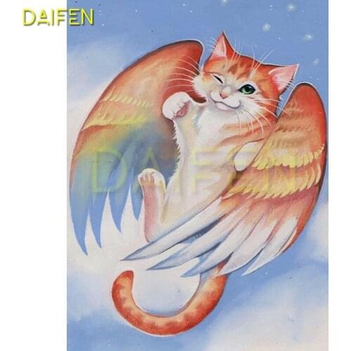 Full Square Diamond mosaic Cartoon cat angel Full Round Diamond painting Wings tail 5D DIY Diamond embroidery Cross stitch plume