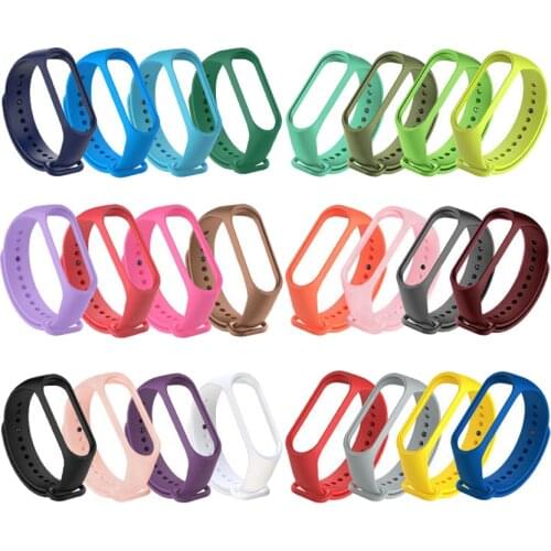 100 Pcs 27 Colors Replacement Silicone Wrist Strap Watch Band For Xiaomi Mi Band 4 3 Smart Bracelet Watch Strap For Miband 4 3