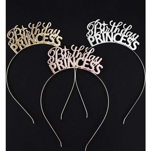 Happy Birthday Girl Headband Sweet Party Tiara Styling Rhinestone Hair Hoop