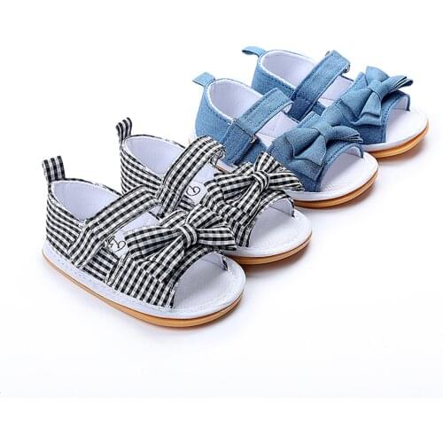 Baby Girl Sandals Infant Girl Shoes Summer Canvas Dot Bow Prewalker Girls Sandals Newborn Baby Sneakers Beach Sandals Shoes