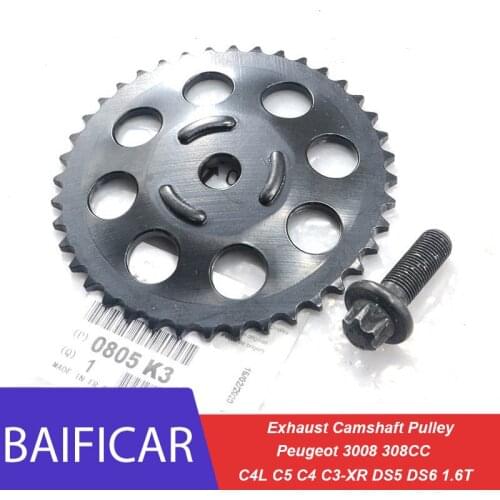 Baificar New Genuine Exhaust Camshaft Pulley With Bolt 0805K3 For Peugeot 3008 308CC Citroen C4L C5 C4 C3-XR DS5 DS6 1.6T