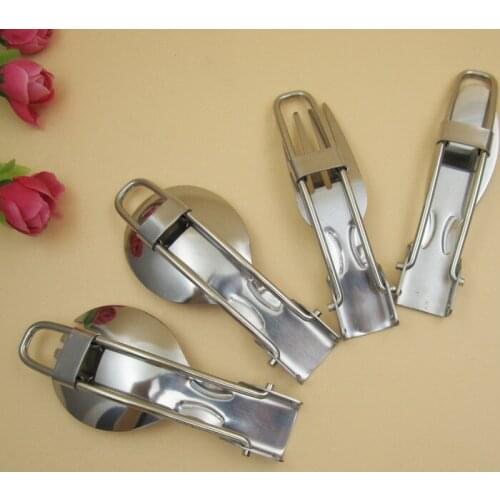 Factory whilesale outdoor Creative folding portable stainless steel tableware knife fork spoon salad travel gift