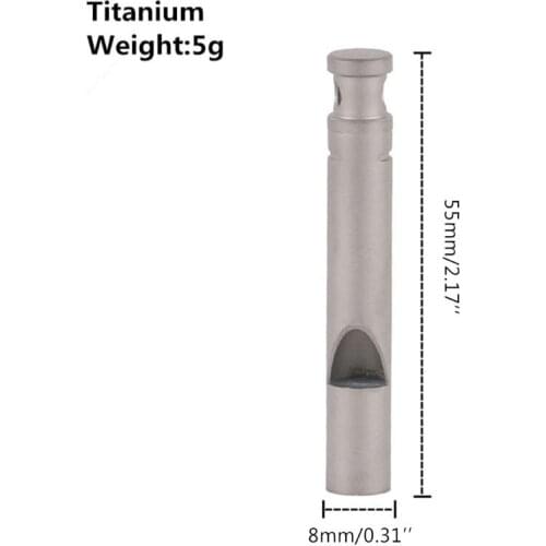 E5BD Pure Titanium Survival Whistle Outdoor Camping Hiking High Frequency Whistle With Cord