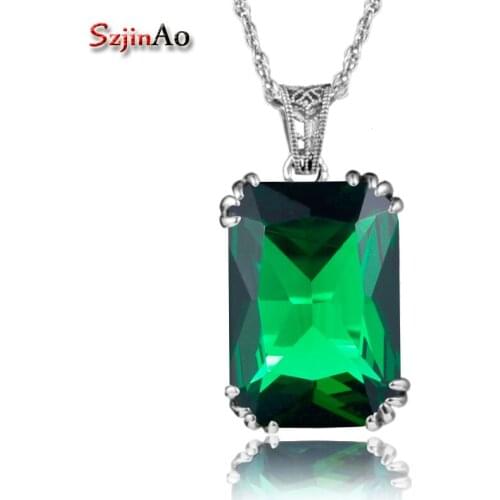 Szjinao Charms Steven Universe Solid 925 Sterling Silver Pendant Necklaces Green Stone Crystal For Women Wedding Decoration