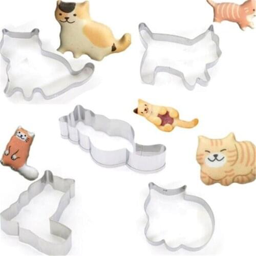 Creative 1pcs Pastry Shop Cat Metal Cookie Cutter Mold Sugarcraft Fondant Cake Decor Tools Biscuit Cupcake Mould Baking Tools