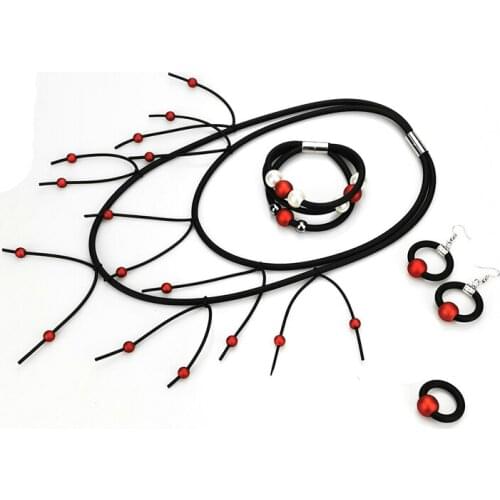 UKEBAY New Pearl Jewelry Set DIY Handmade Jewelry Tassel Pendant Necklace Women Bracelet Ring Set Bohemia Wedding Accessories