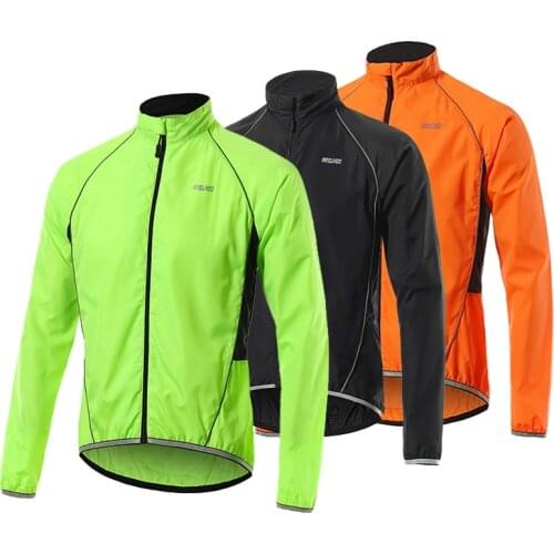 ARSUXEO Mens Windbreaker Cycling jacket Windproof Mountain Road Bike MTB Clothing Reflective Thin Bicycle Wind Stopper Jersey