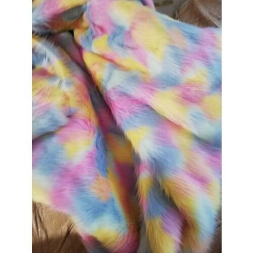 Jacquard plush Rainbow fox fur pile 30-45MM faux fur fabric,fabric for dolls,quilting fabric