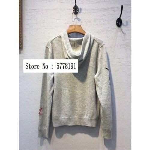 Women gray pullovers 100% Cashmere Hooded Sweater Knits Skull Embroidered Long Sleeves Front Pocket Hoodies Drawstring Pullovers