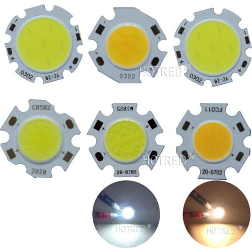 10pcs/lot 3W 5W 7W Rounded LED COB Light Source Chip On Board 20mm Diameter for Spotlight Downlight Red Blue Green White Bulbs