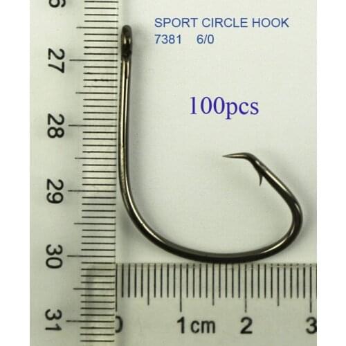 100pcs 6/0 High Carbon Steel Fishing Hooks 7381 with Free Shipping offset fishhooks