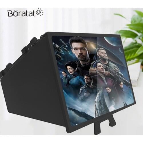 12 inch HD Mobile Phone Screen Amplifier Foldable Blu-ray 3d Video Amplifier with Folding Phone Desk Holder