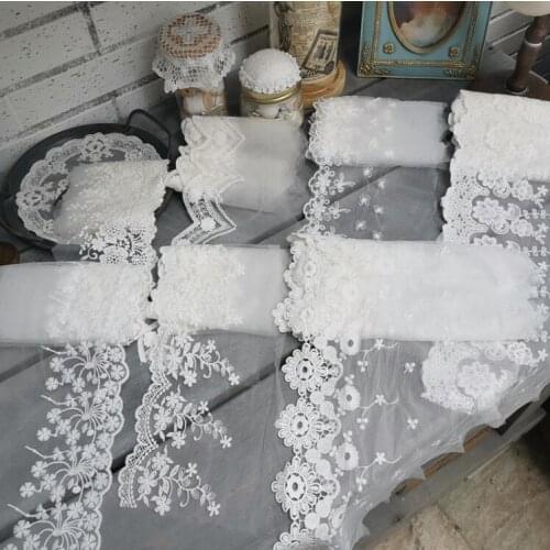 2 Meters Ivory Flower Wedding Embroidered Lace Fabric Diy Handmade Patchwork Lace Ribbon Top Sewing Supplies Craft Lace Trim