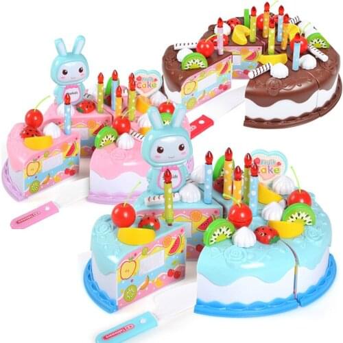 37pcs Kitchen Toys Cake Food DIY Pretend Play Fruit Cutting Birthday Toys for Children Plastic Educational Baby Kids Gift
