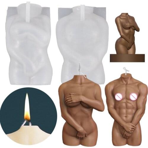 3d Women Shy Holding Hands Silicone Candle Mold Diy Man Body Aromatherapy Plaster Molds Home Decoration Art Crafts Candle Making
