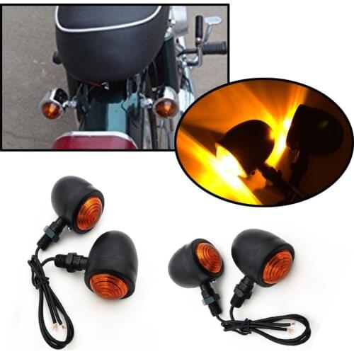 4Pcs 12V Motorcycle Bullet Vintage Turn Signal Indicator Amber Lights Lamp For Harley Bobber Honda Yamaha Suzuki