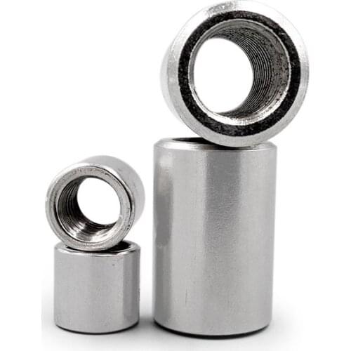 4pcs M5 inner diameter 10mm stainless steel long round nuts cylindrical joint nut 6mm-20mm length