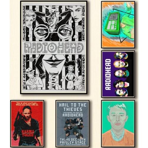 50 Designs Radiohead Whitepaper Poster Alternative Abstract Art Painting Funny Wall Sticker for Coffee House Bar