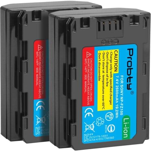 2x NP-FZ100 NP FZ100 NPFZ100 camera battery Rechargeable for Sony Alpha 9 A9 9R A9R 9S A9S A7RIII A7R3 7RM3 A7m3 BC-QZ1 Camera