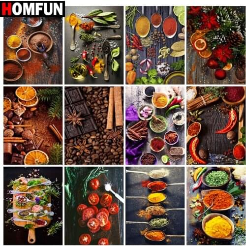 HOMFUN Diamond Painting Full Square/Round Diamond "Seasoning kitchen" Pattern Embroidery Cross Stitch 5D Rhinestone Painting